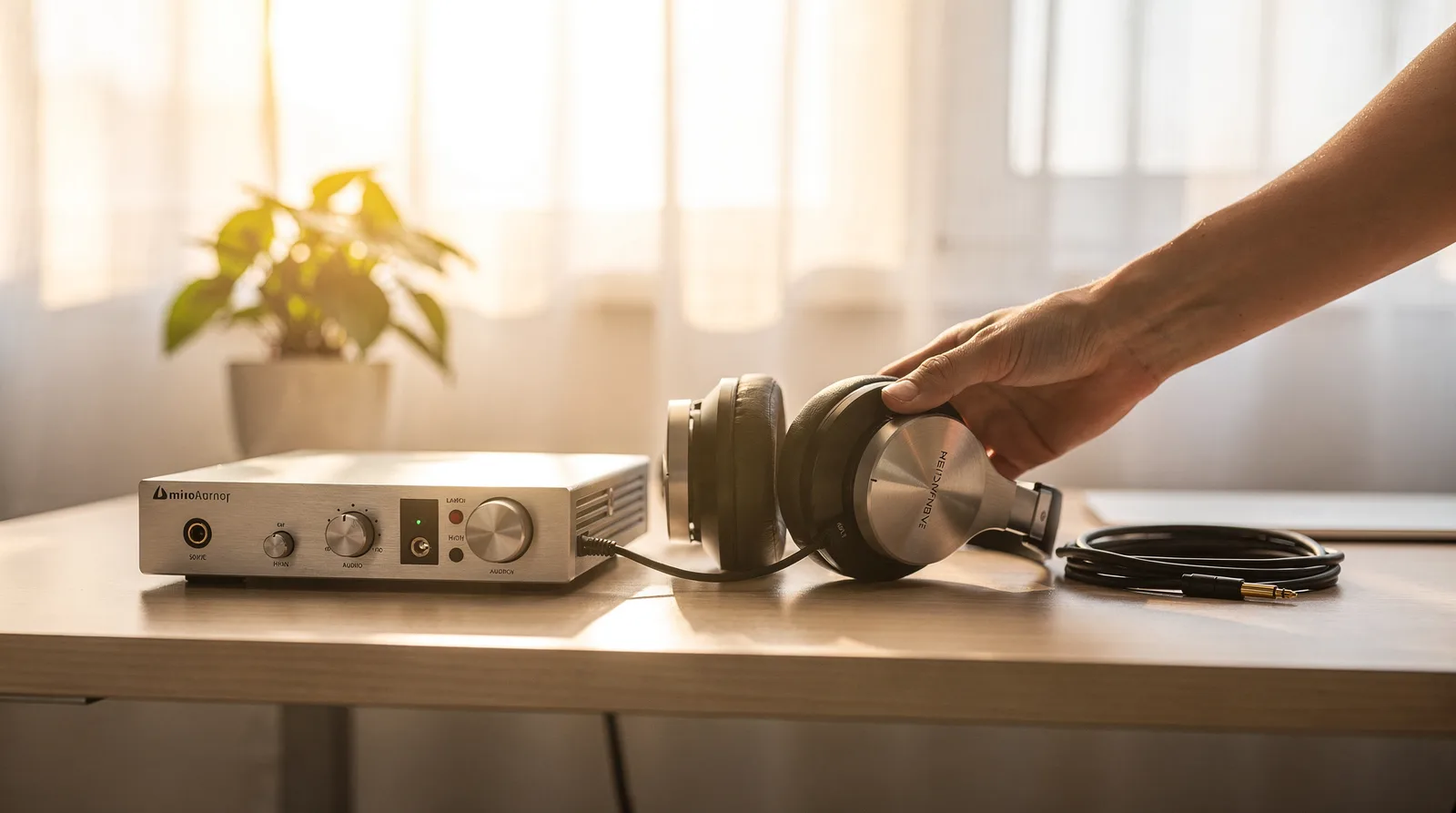 A radio and papers on a desk in daylight